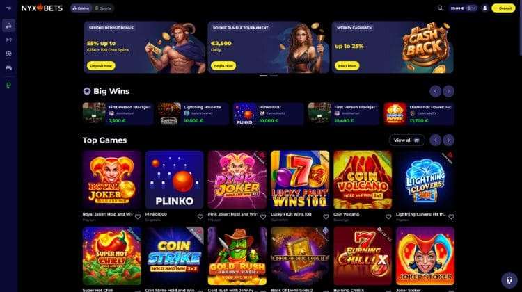 NyxBets Casino lobby